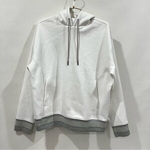 Express Medium White Gray Knit Flannel Hooded Pull-Over Jacket kangaroo Pocket